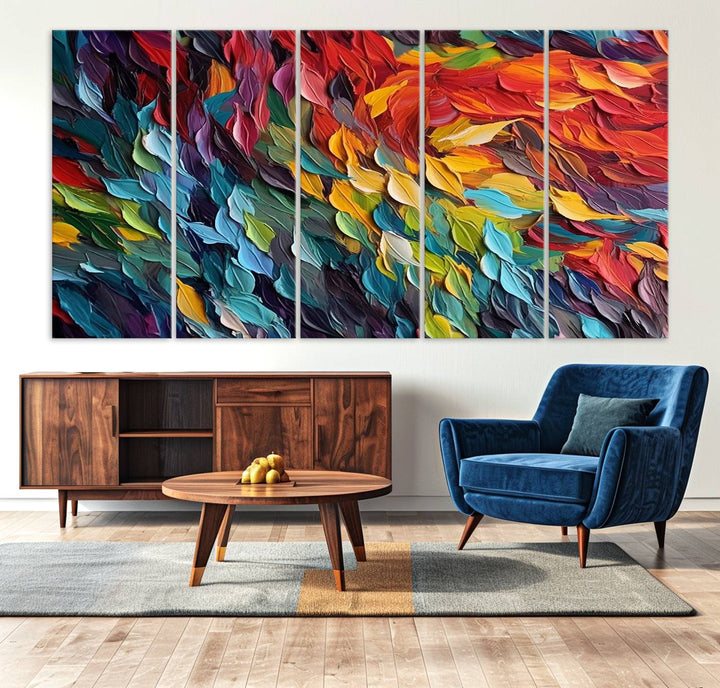 Colorful Abstract Leaf Wall Art Canvas Print