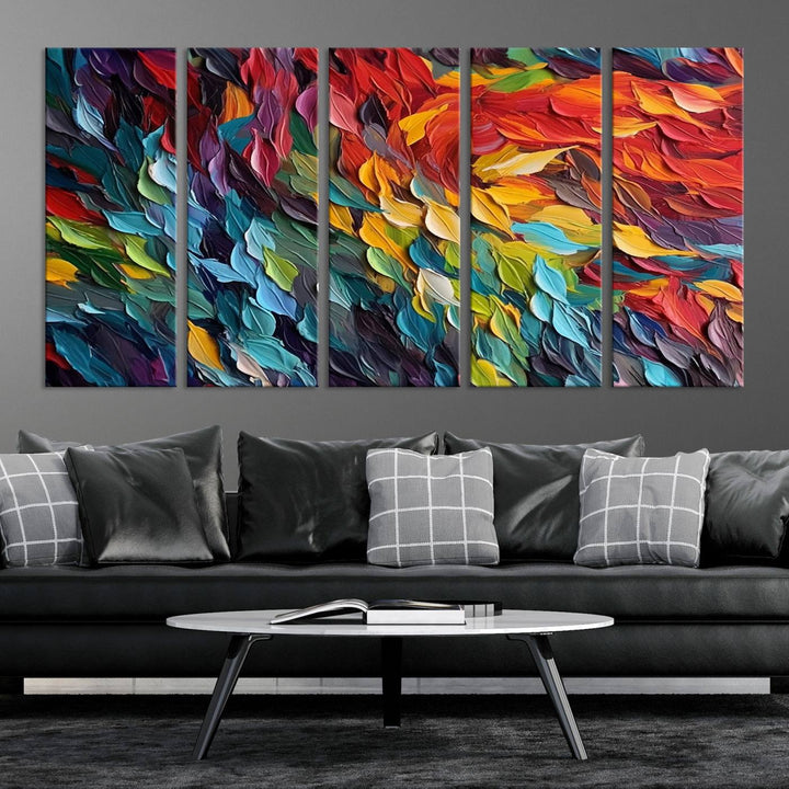 Colorful Abstract Leaf Wall Art Canvas Print