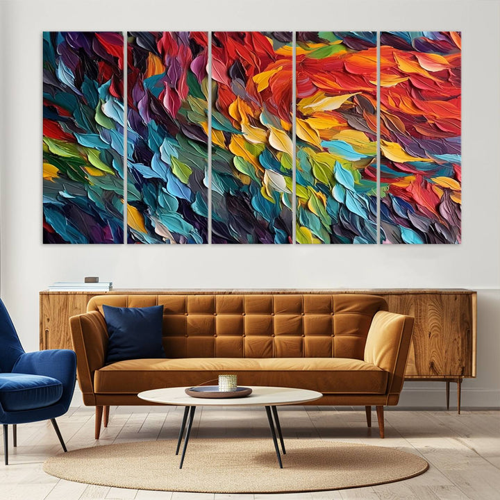 Colorful Abstract Leaf Wall Art Canvas Print