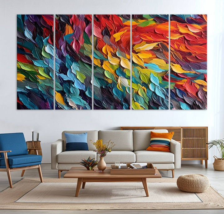 Colorful Abstract Leaf Wall Art Canvas Print