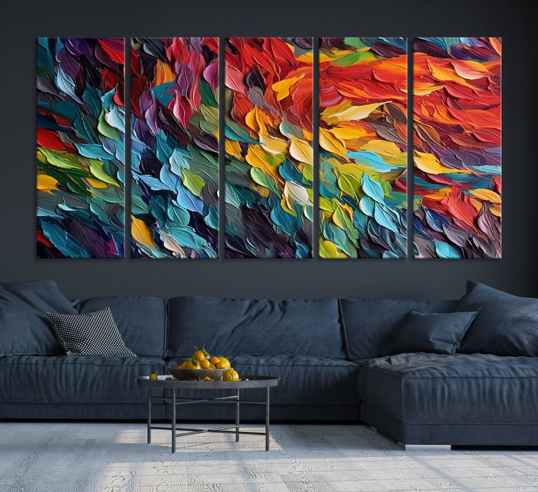 Colorful Abstract Leaf Wall Art Canvas Print