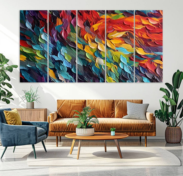 Colorful Abstract Leaf Wall Art Canvas Print