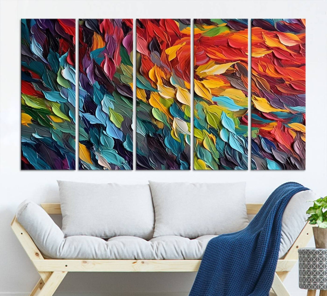 Colorful Abstract Leaf Wall Art Canvas Print