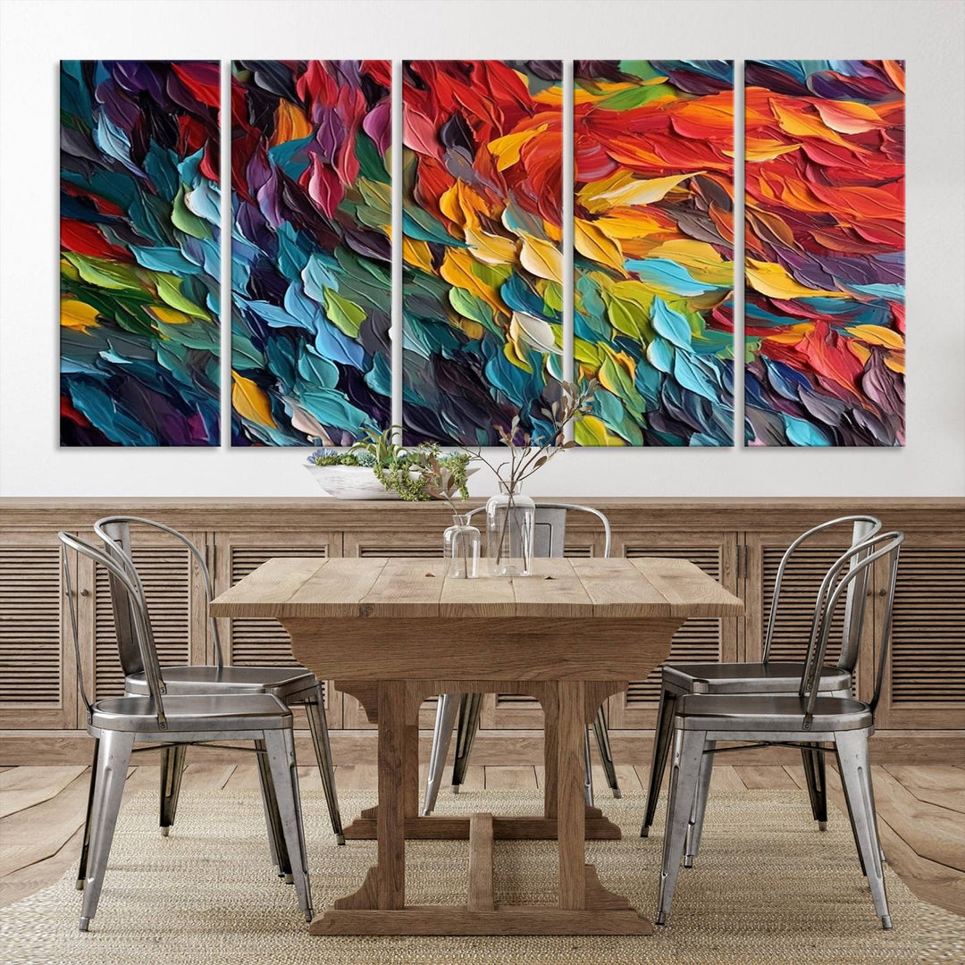 Colorful Abstract Leaf Wall Art Canvas Print