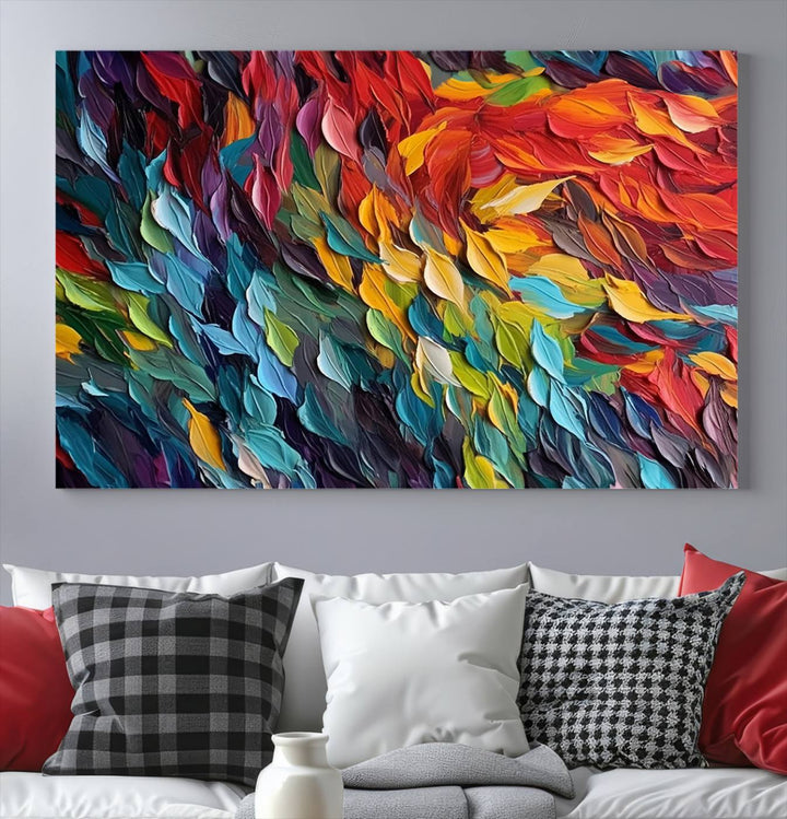 Colorful Abstract Leaf Wall Art Canvas Print