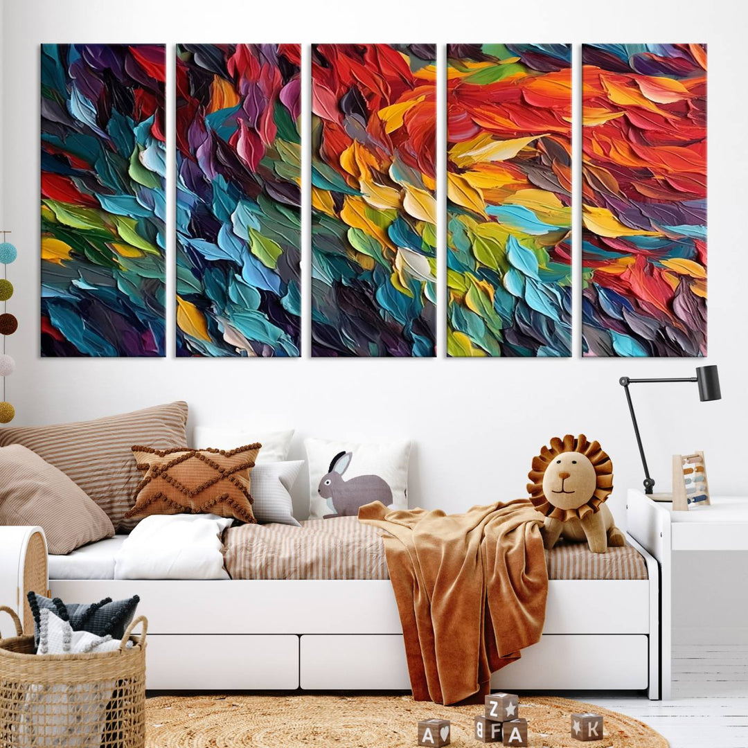 Colorful Abstract Leaf Wall Art Canvas Print