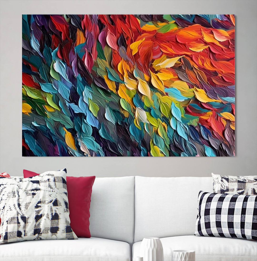 Colorful Abstract Leaf Wall Art Canvas Print