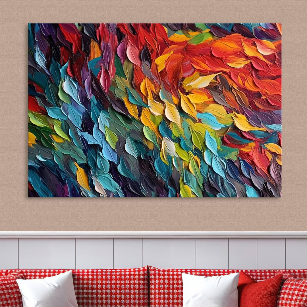 Colorful Abstract Leaf Wall Art Canvas Print