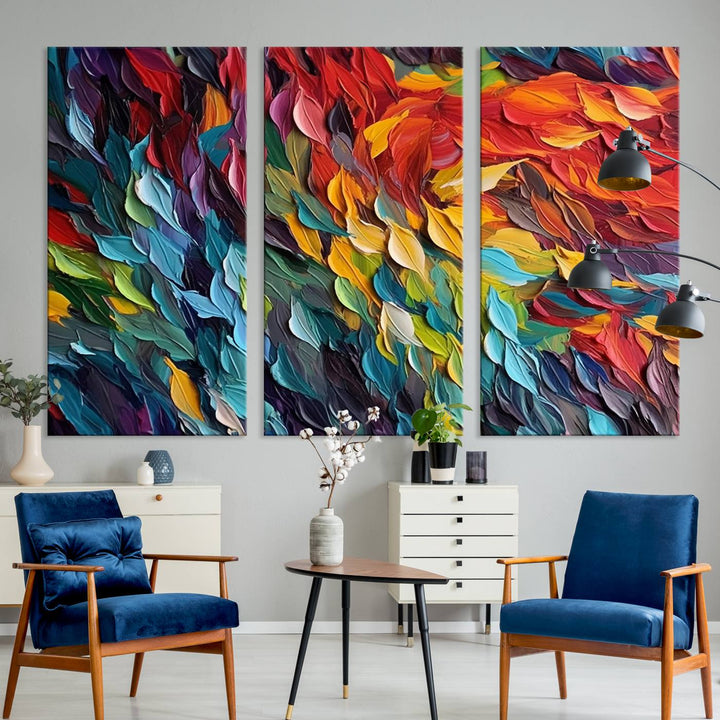 Colorful Abstract Leaf Wall Art Canvas Print