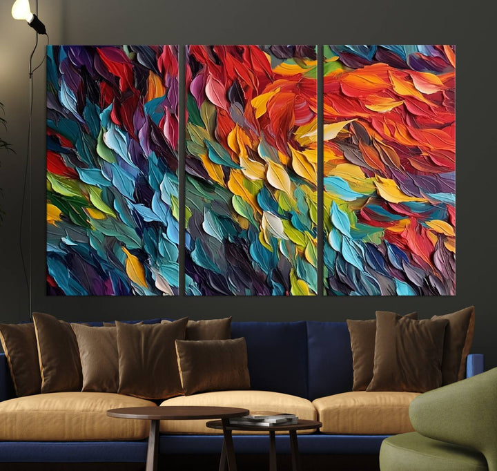 Colorful Abstract Leaf Wall Art Canvas Print