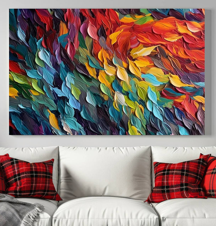 Colorful Abstract Leaf Wall Art Canvas Print