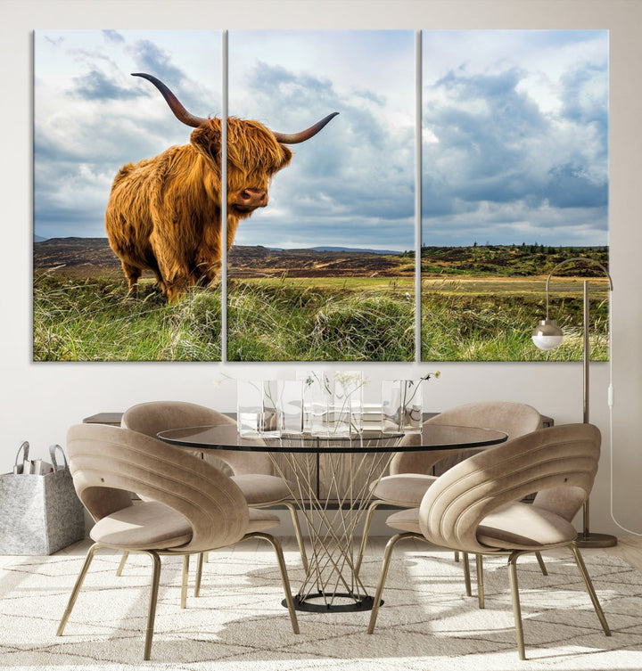 Colorful Highland Cow Canvas Art Print Multi Panel Wall Art Animal Picture Canvas