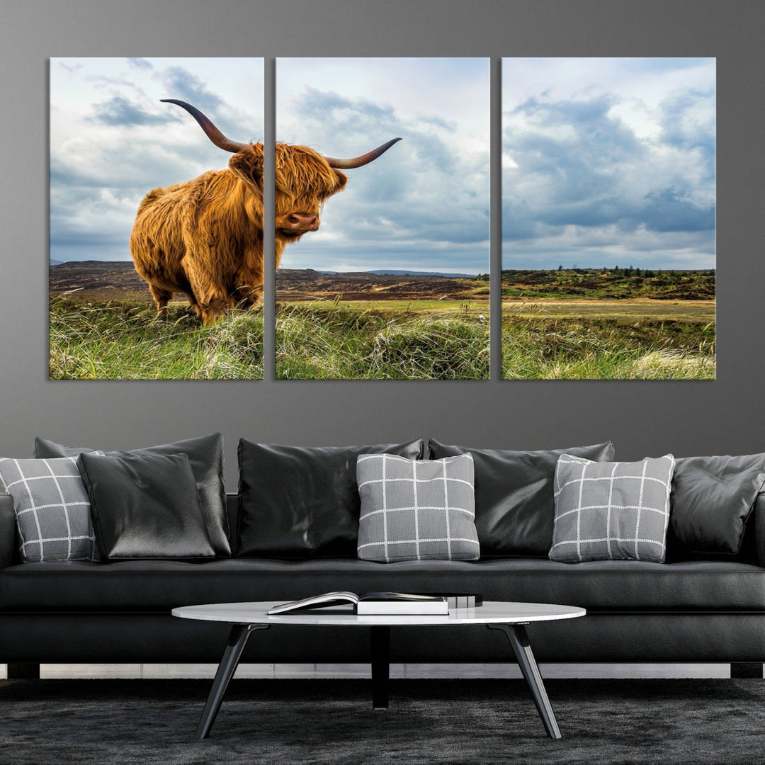 Colorful Highland Cow Canvas Art Print Multi Panel Wall Art Animal Picture Canvas