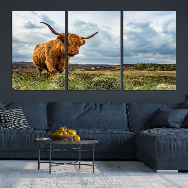 Colorful Highland Cow Canvas Art Print Multi Panel Wall Art Animal Picture Canvas