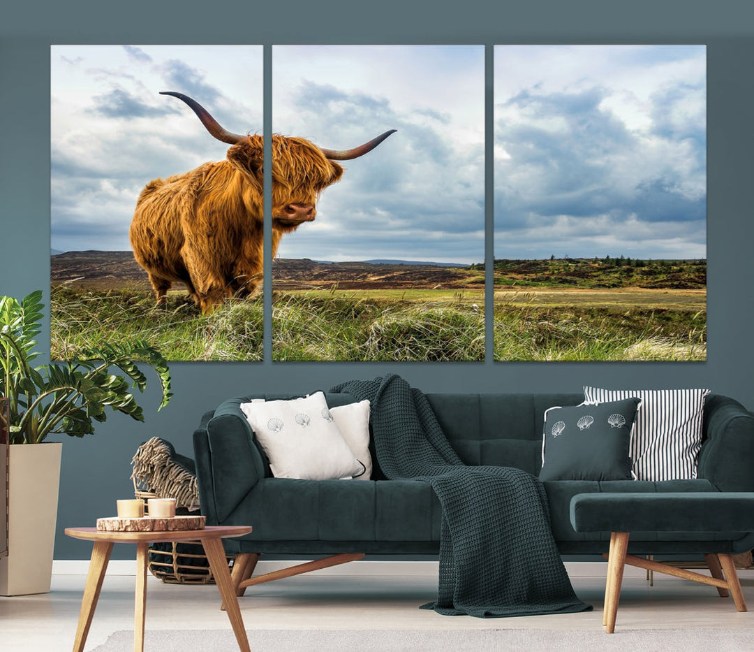 Colorful Highland Cow Canvas Art Print Multi Panel Wall Art Animal Picture Canvas