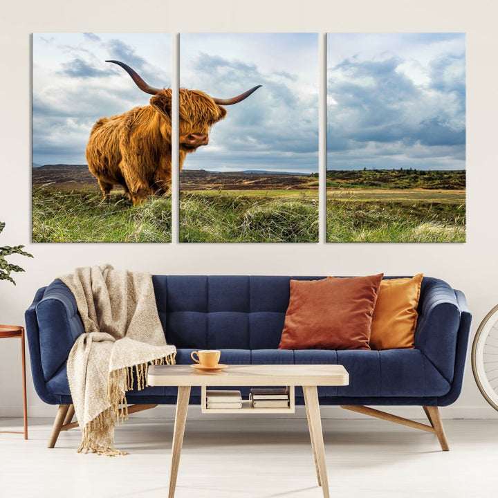 Colorful Highland Cow Canvas Art Print Multi Panel Wall Art Animal Picture Canvas