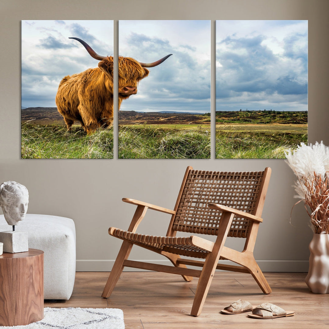 Colorful Highland Cow Canvas Art Print Multi Panel Wall Art Animal Picture Canvas