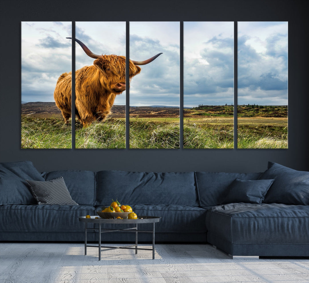 Colorful Highland Cow Canvas Art Print Multi Panel Wall Art Animal Picture Canvas