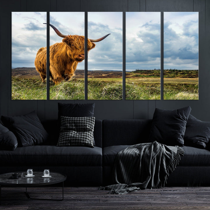 Colorful Highland Cow Canvas Art Print Multi Panel Wall Art Animal Picture Canvas