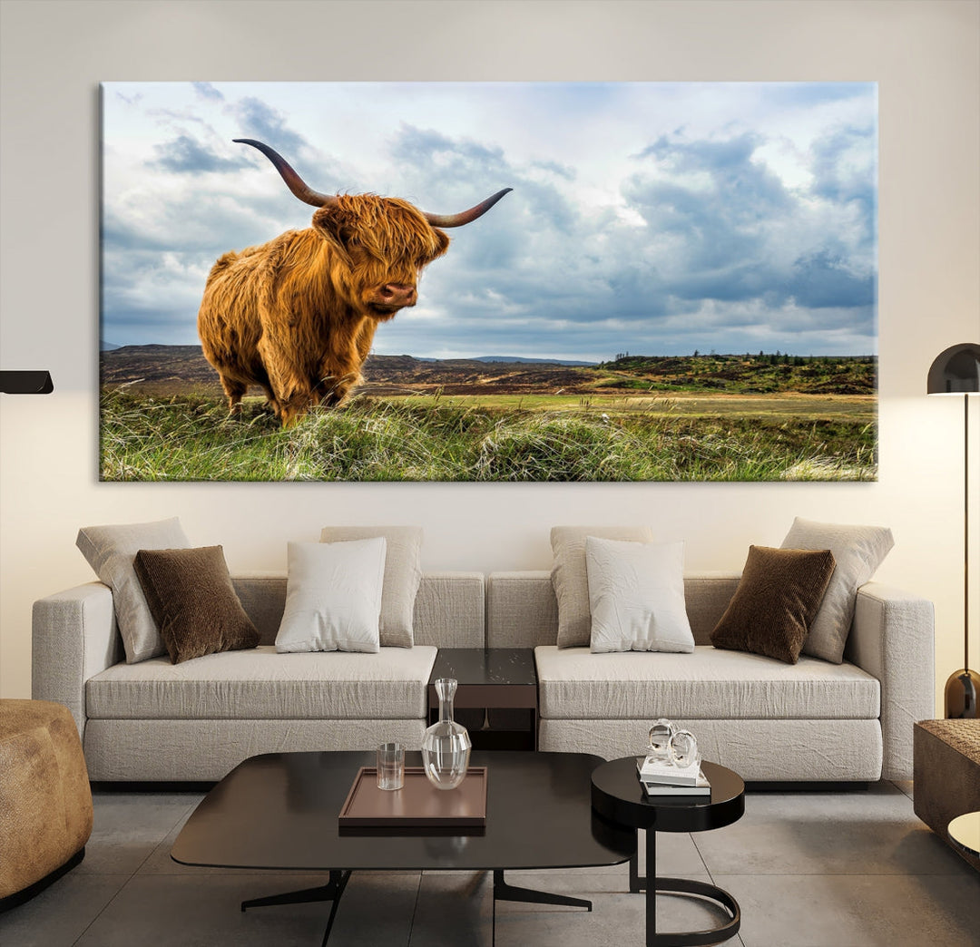 Colorful Highland Cow Canvas Art Print Multi Panel Wall Art Animal Picture Canvas