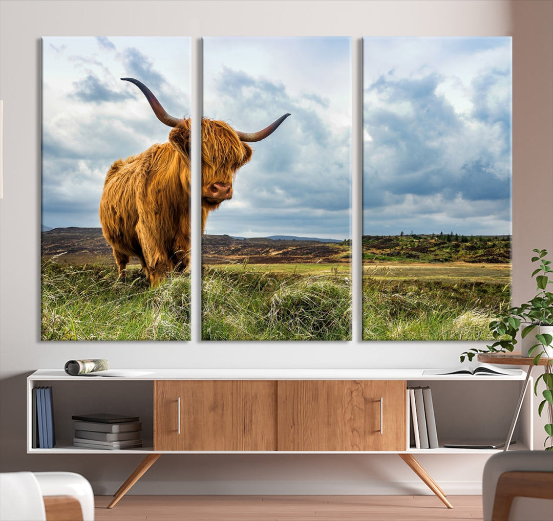 Colorful Highland Cow Canvas Art Print Multi Panel Wall Art Animal Picture Canvas