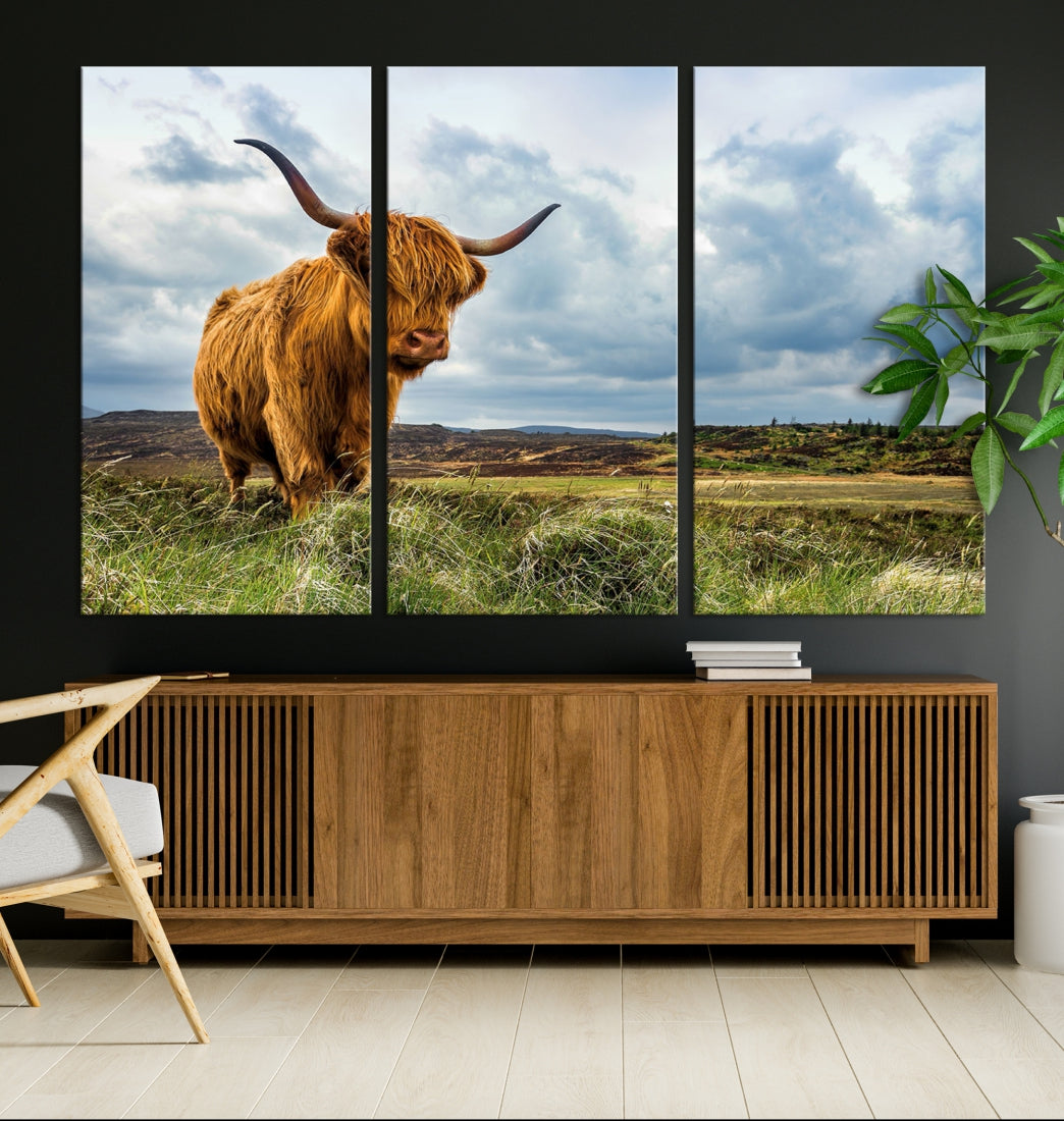 Colorful Highland Cow Canvas Art Print Multi Panel Wall Art Animal Picture Canvas