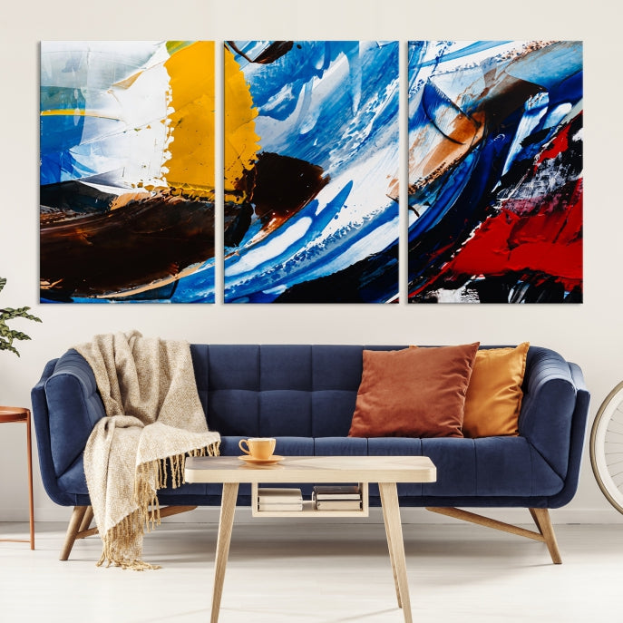 Colorful Paint Brush Strokes Large Wall Art Modern Abstract Canvas Print