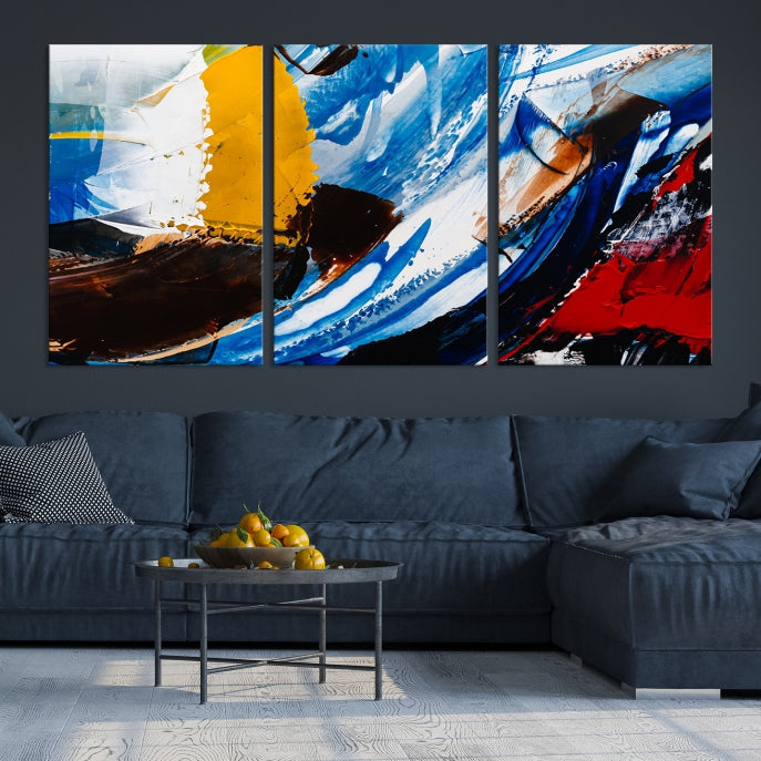 Colorful Paint Brush Strokes Large Wall Art Modern Abstract Canvas Print