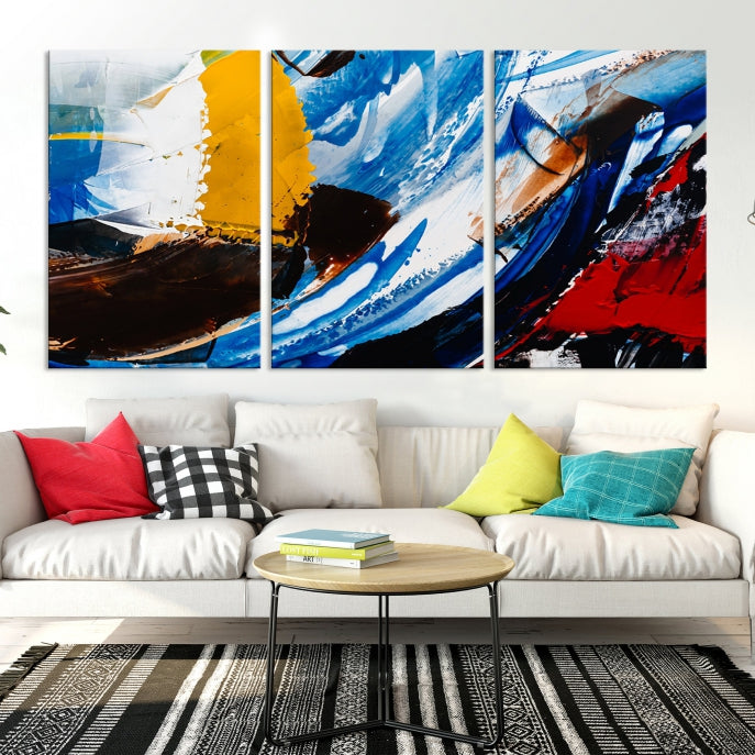 Colorful Paint Brush Strokes Large Wall Art Modern Abstract Canvas Print