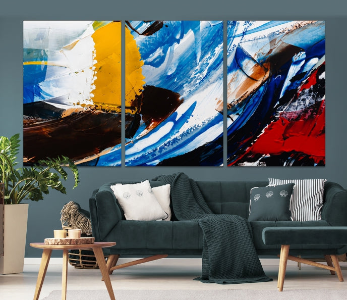 Colorful Paint Brush Strokes Large Wall Art Modern Abstract Canvas Print