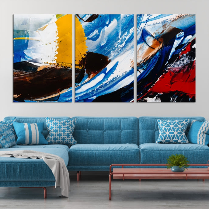 Colorful Paint Brush Strokes Large Wall Art Modern Abstract Canvas Print