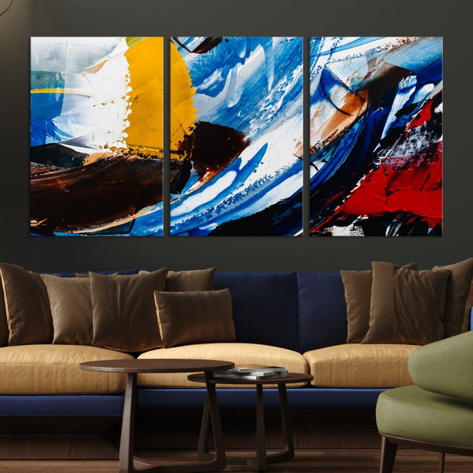 Colorful Paint Brush Strokes Large Wall Art Modern Abstract Canvas Print