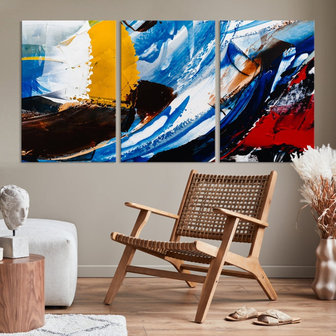 Colorful Paint Brush Strokes Large Wall Art Modern Abstract Canvas Print