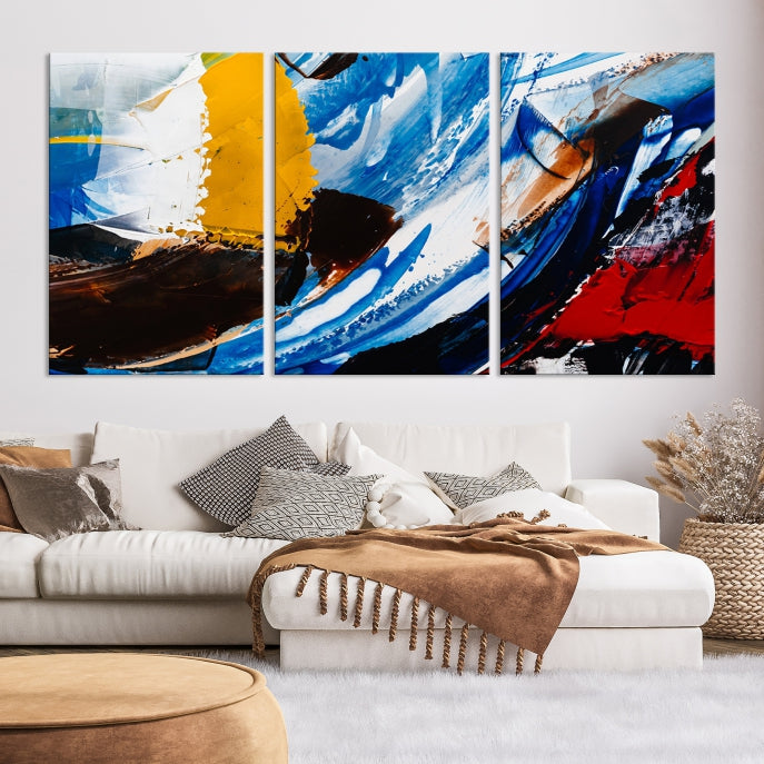 Colorful Paint Brush Strokes Large Wall Art Modern Abstract Canvas Print