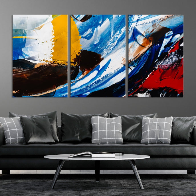 Colorful Paint Brush Strokes Large Wall Art Modern Abstract Canvas Print