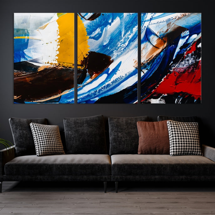 Colorful Paint Brush Strokes Large Wall Art Modern Abstract Canvas Print