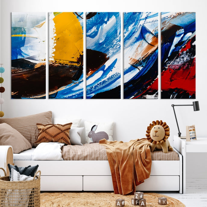 Colorful Paint Brush Strokes Large Wall Art Modern Abstract Canvas Print