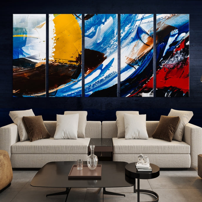 Colorful Paint Brush Strokes Large Wall Art Modern Abstract Canvas Print