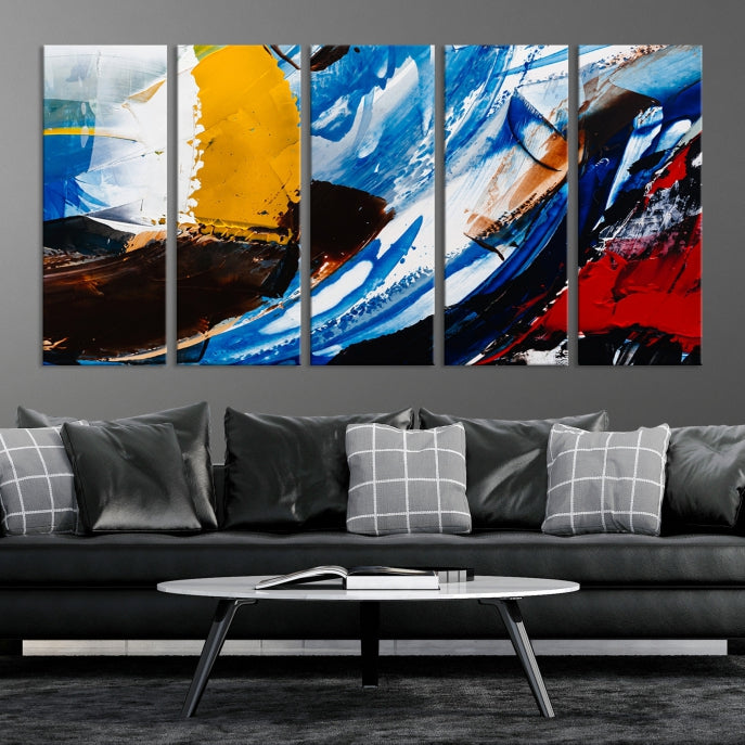 Colorful Paint Brush Strokes Large Wall Art Modern Abstract Canvas Print