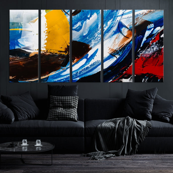 Colorful Paint Brush Strokes Large Wall Art Modern Abstract Canvas Print