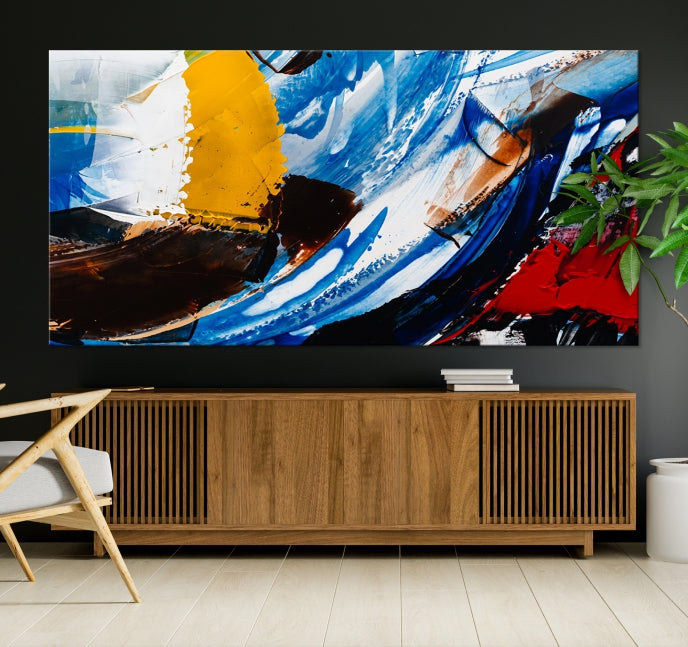 Colorful Paint Brush Strokes Large Wall Art Modern Abstract Canvas Print