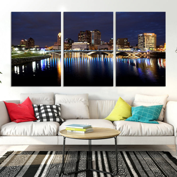 Columbus Cityscape Night Skyline Large Wall Art Canvas Print