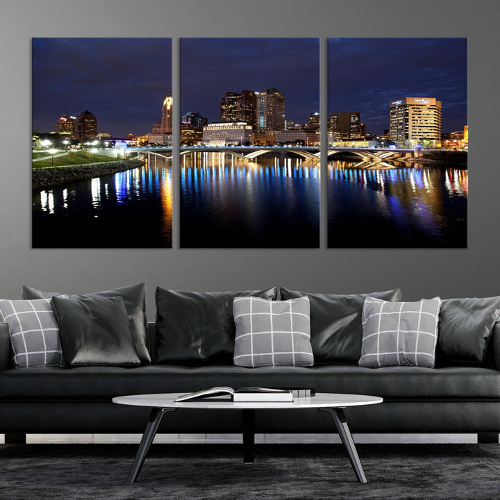 Columbus Cityscape Night Skyline Large Wall Art Canvas Print