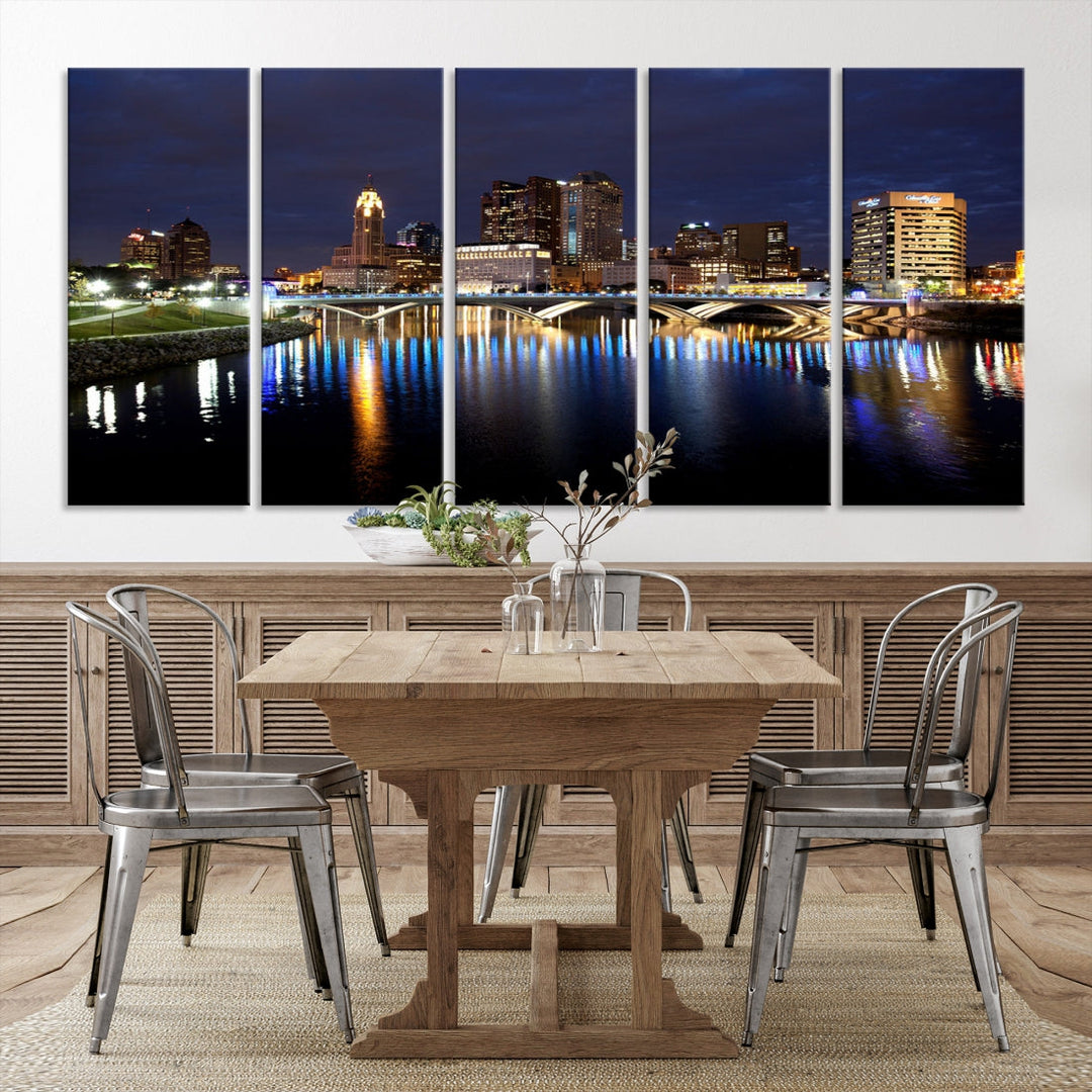 Columbus Cityscape Night Skyline Large Wall Art Canvas Print