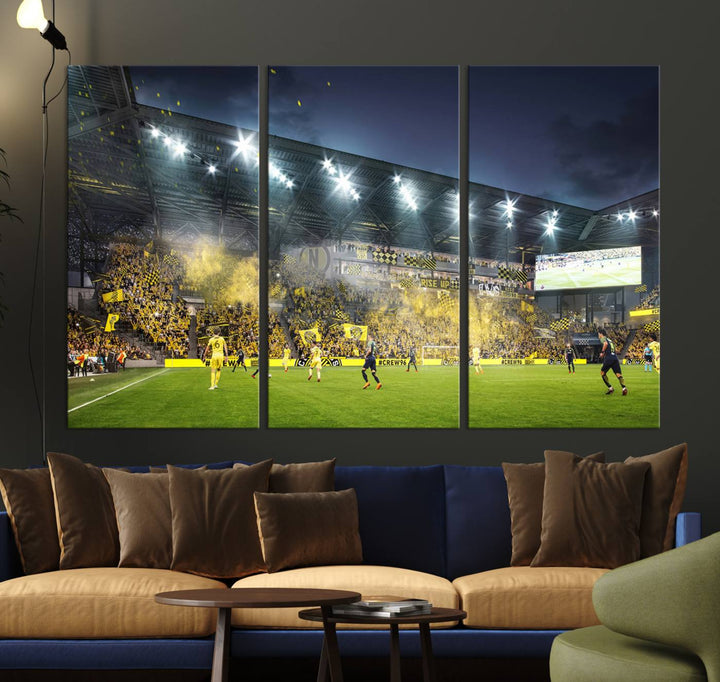 Columbus Crew Stadium Wall Art Canvas Print, Lower Field Stadium Wall Art Print for Sport Room Decor