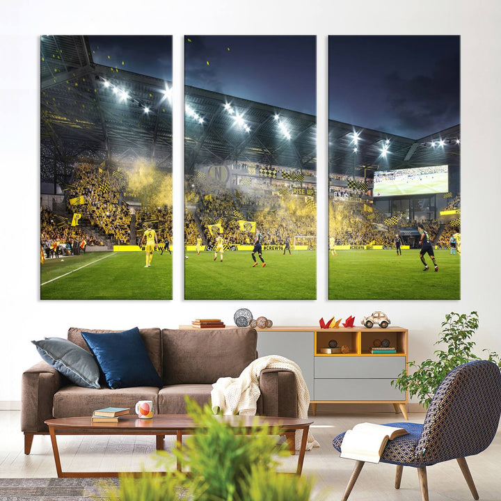 Columbus Crew Stadium Wall Art Canvas Print, Lower Field Stadium Wall Art Print for Sport Room Decor