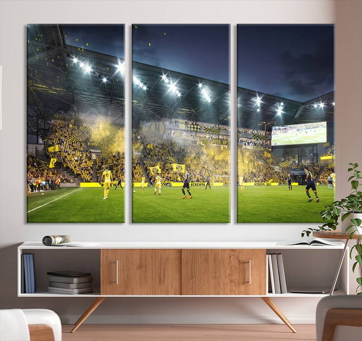 Columbus Crew Stadium Wall Art Canvas Print, Lower Field Stadium Wall Art Print for Sport Room Decor