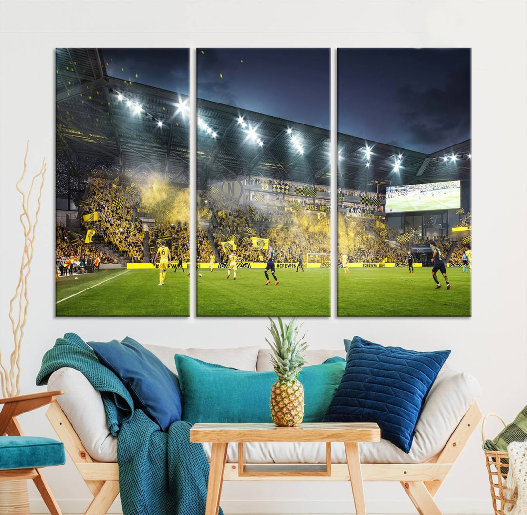 Columbus Crew Stadium Wall Art Canvas Print, Lower Field Stadium Wall Art Print for Sport Room Decor