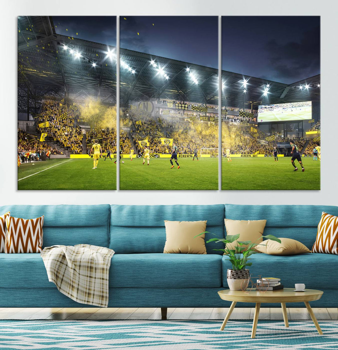 Columbus Crew Stadium Wall Art Canvas Print, Lower Field Stadium Wall Art Print for Sport Room Decor