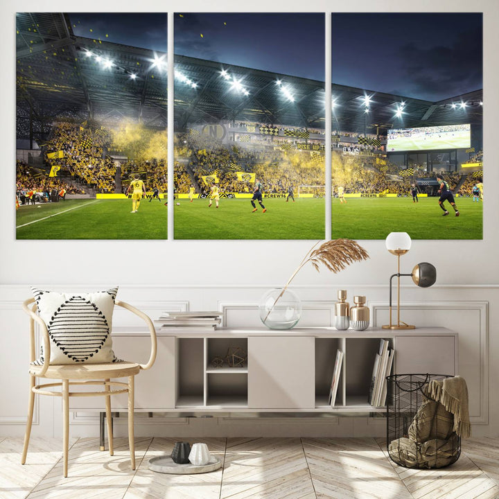 Columbus Crew Stadium Wall Art Canvas Print, Lower Field Stadium Wall Art Print for Sport Room Decor